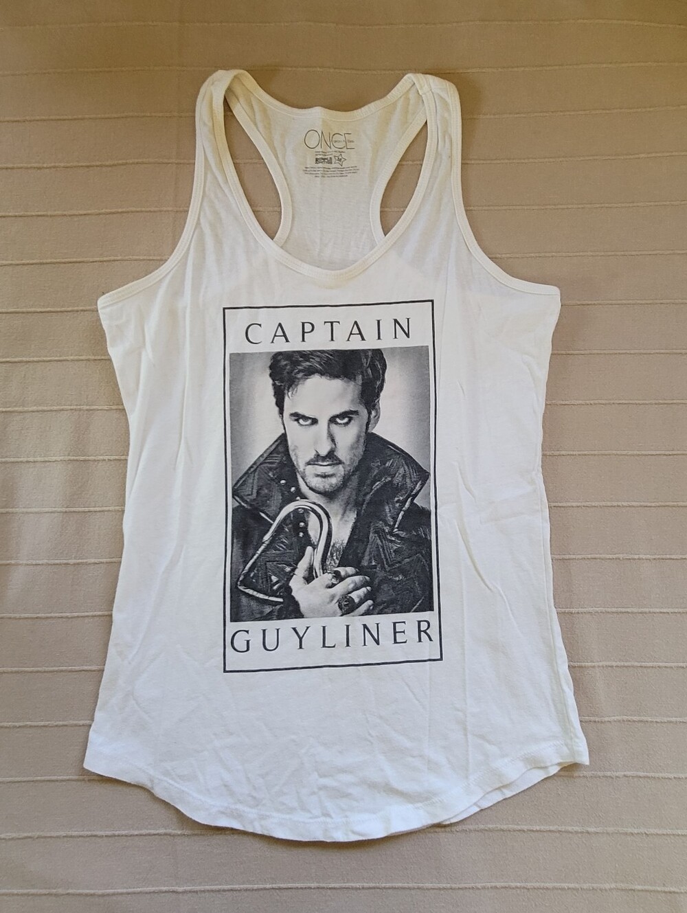 White 'Captain Guyliner' Graphic Racerback Tank Top